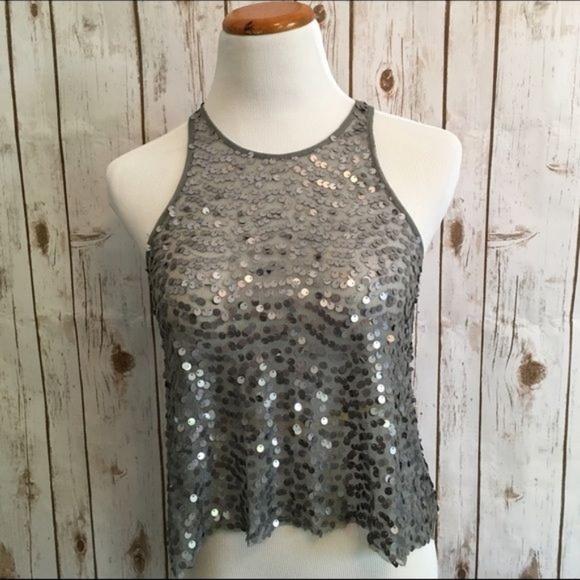 Free People Sequin Mesh High Neck Tank - Picture 2 of 5